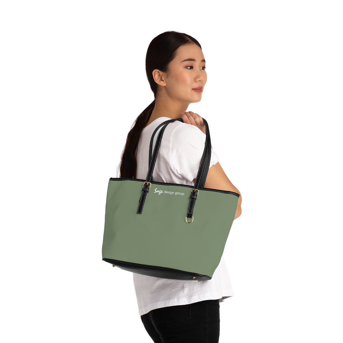 EcoVerv™: Leatherette CanvasStrap™ - Custom Shoulder Bag - Sage - Image 8